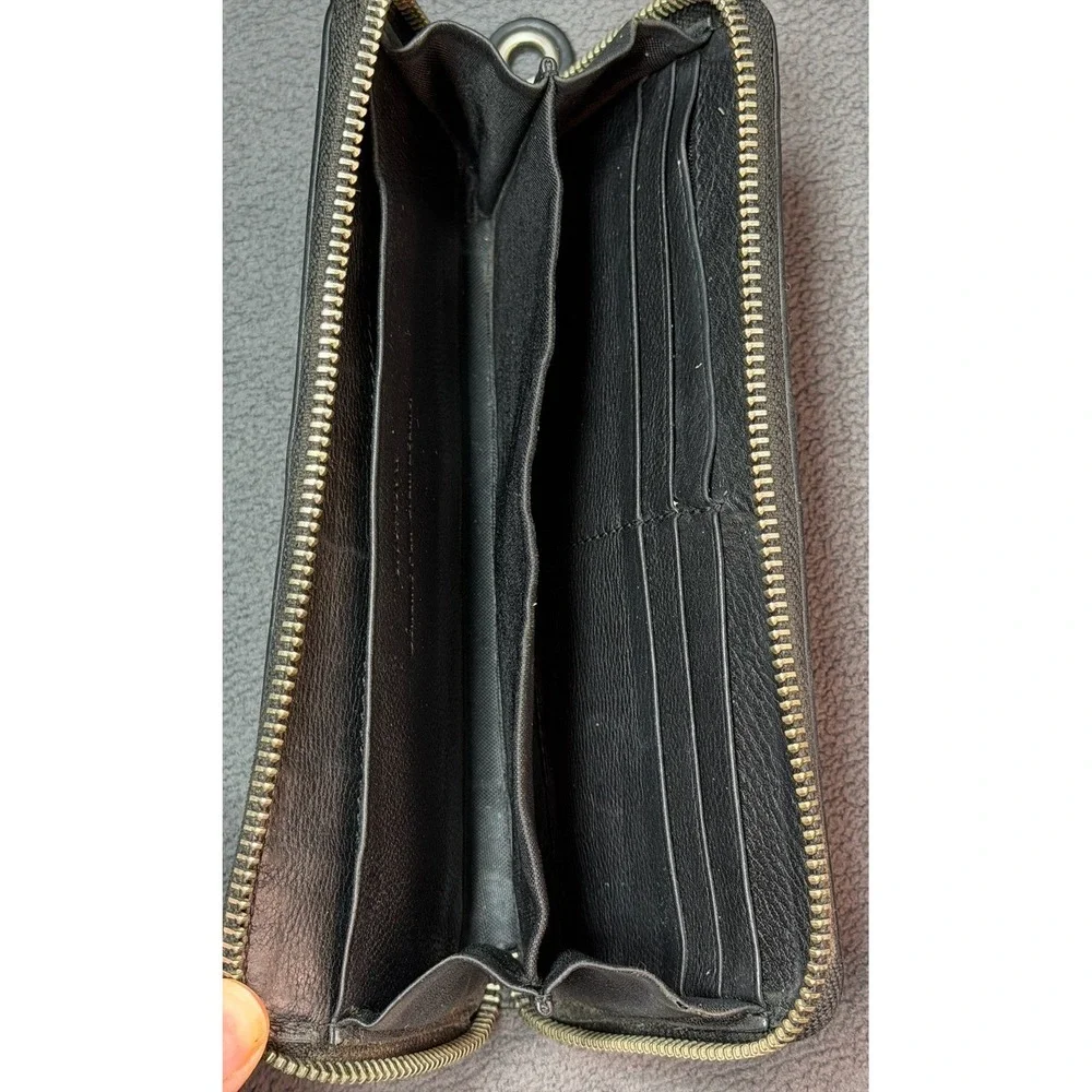 VTG Harley-Davidson Zip Around Wristlet Wallet Logo Biker Motorcycle Black Laces
